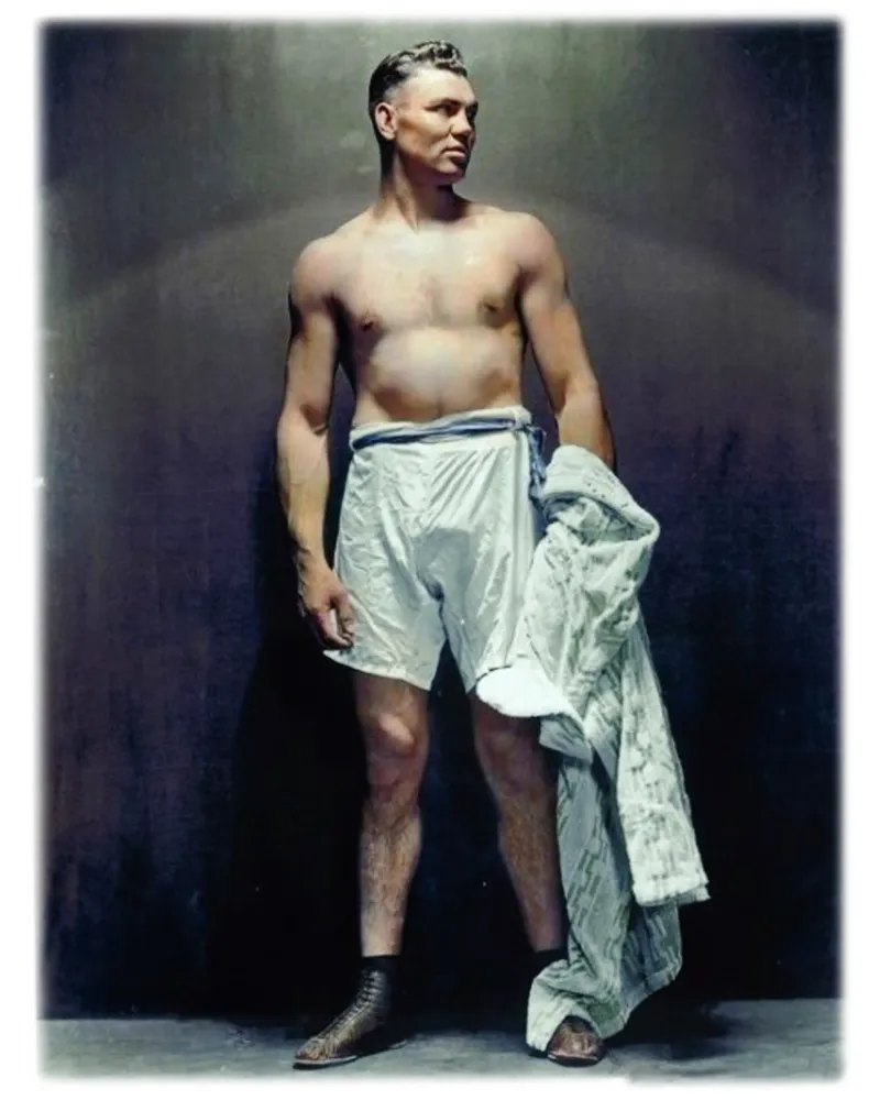 Jack Dempsey boxe Momento iconico dell'annata poster con telaio in legno da rangginangs