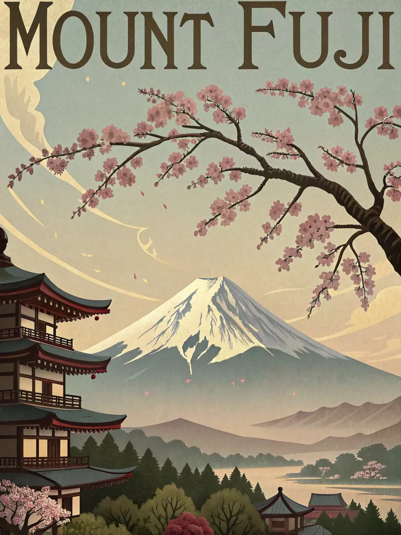 Poster d'epoca del Monte Fuji pellicola backlit da 🎁 ARTVI-SHOP