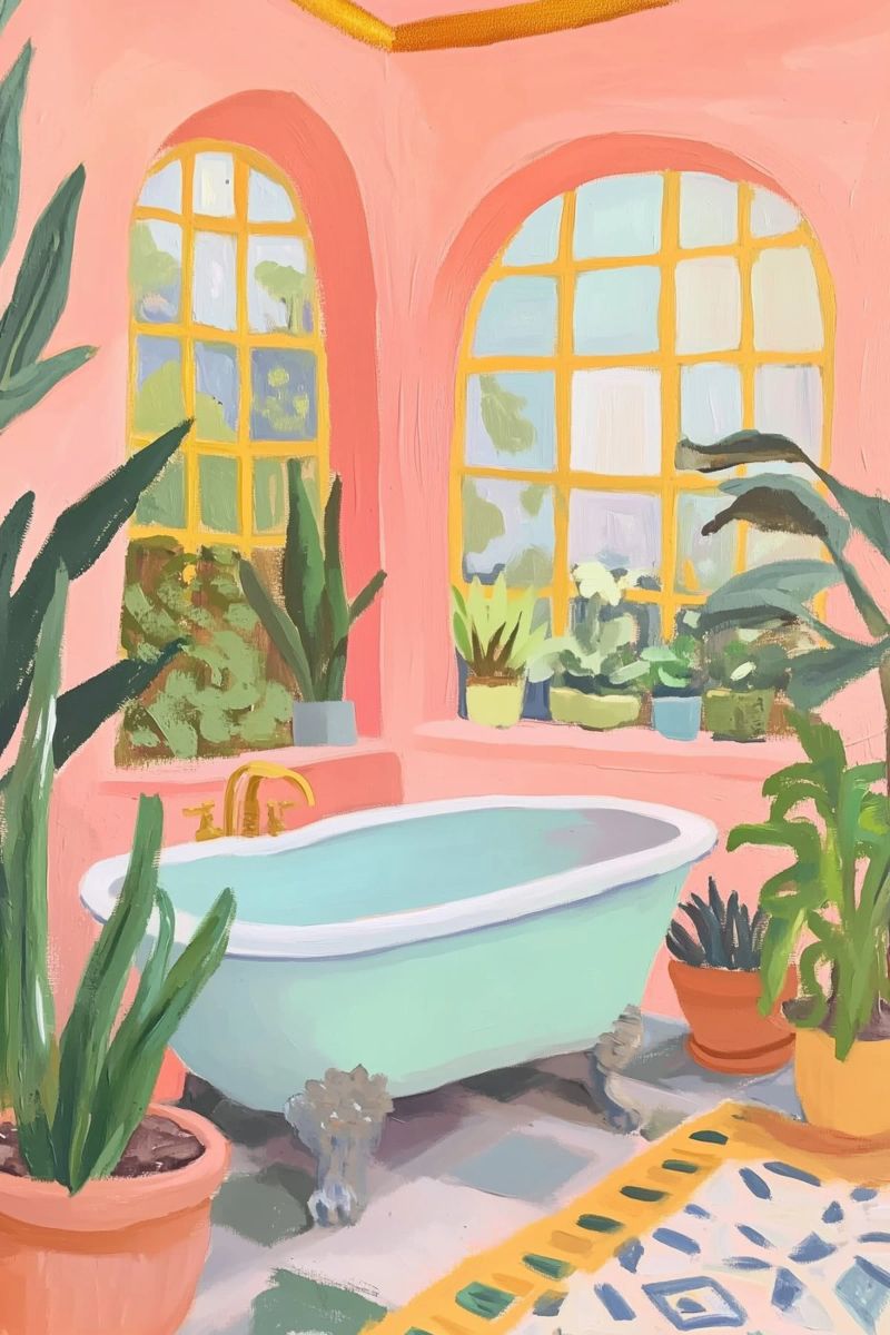 Badewanne mit üppiger Bepflanzung Poster von Melloi Art Print