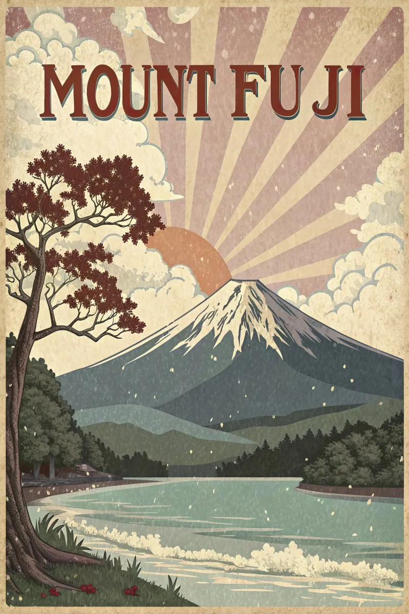 Poster d'epoca del Monte Fuji pellicola backlit da ARTVI-SHOP