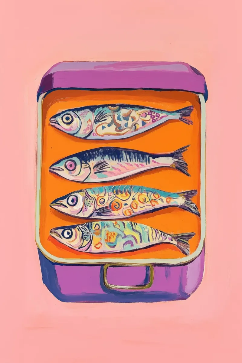 Vibrant Sardine Tin Art hahnemühle by Melloi Art Print