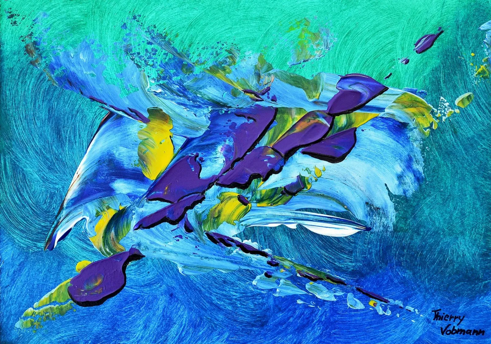 MESSAGE FROM THE HEART 2 pellicola backlit da Thierry Vobmann Abstract painting