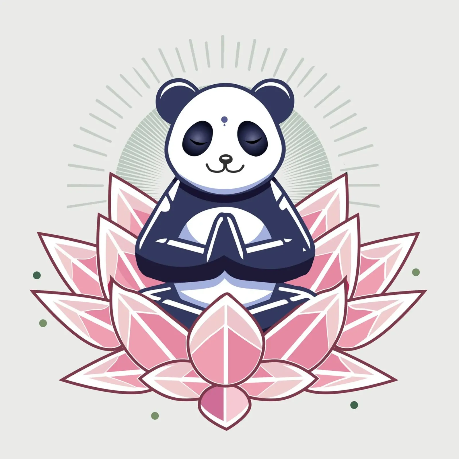 Panda in meditazione su un fiore di loto pellicola backlit da namosh