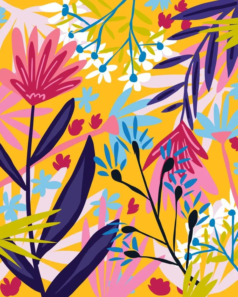 Il giardino della mia mente, piante gialle botaniche floreali di primavera poster con telaio in legno da 83oranges