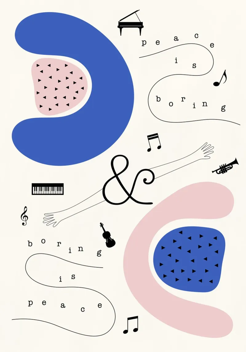 peace is boring, boring is peace poster con telaio in legno da natural neutral