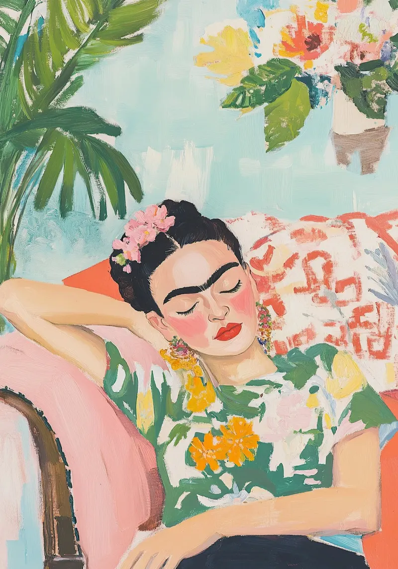 Frida Kahlo - Ritratto interiore pellicola backlit da Fantasias Florales