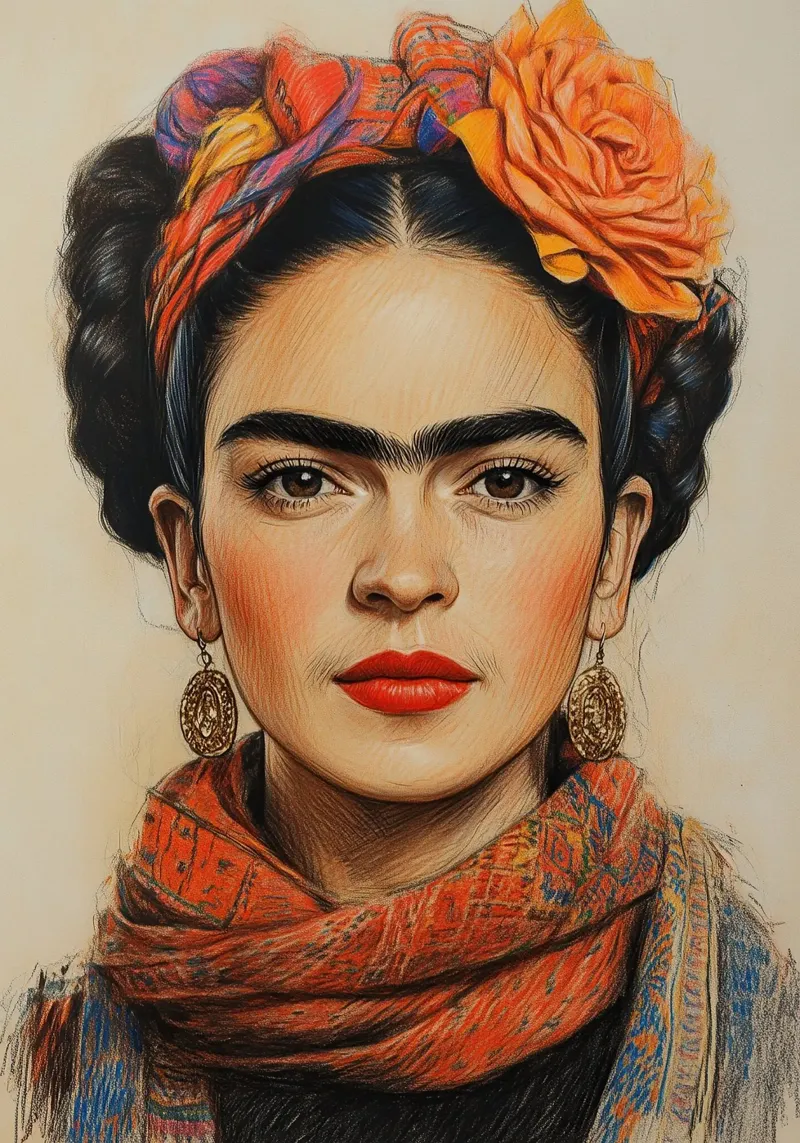 Frida Kahlo "L'abbraccio della Terra poster con telaio in plastica da Fantasias Florales
