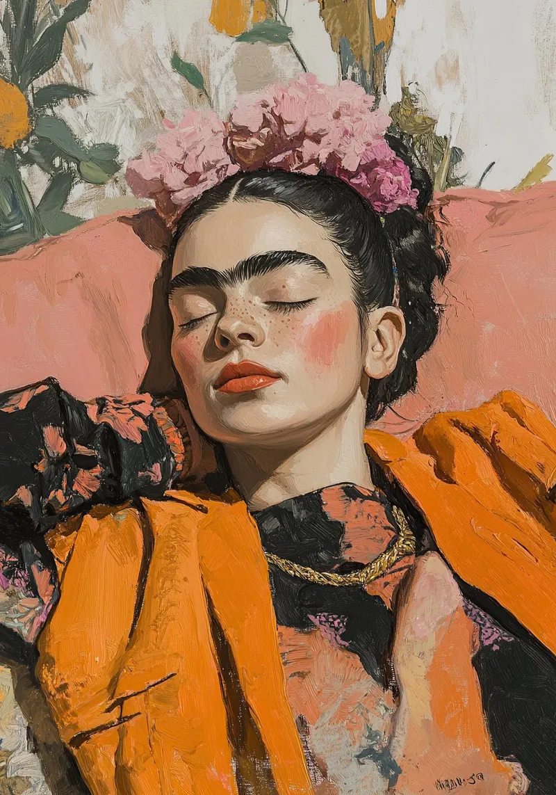 Frida Kahlo "I fiori della resilienza pellicola backlit da Fantasias Florales