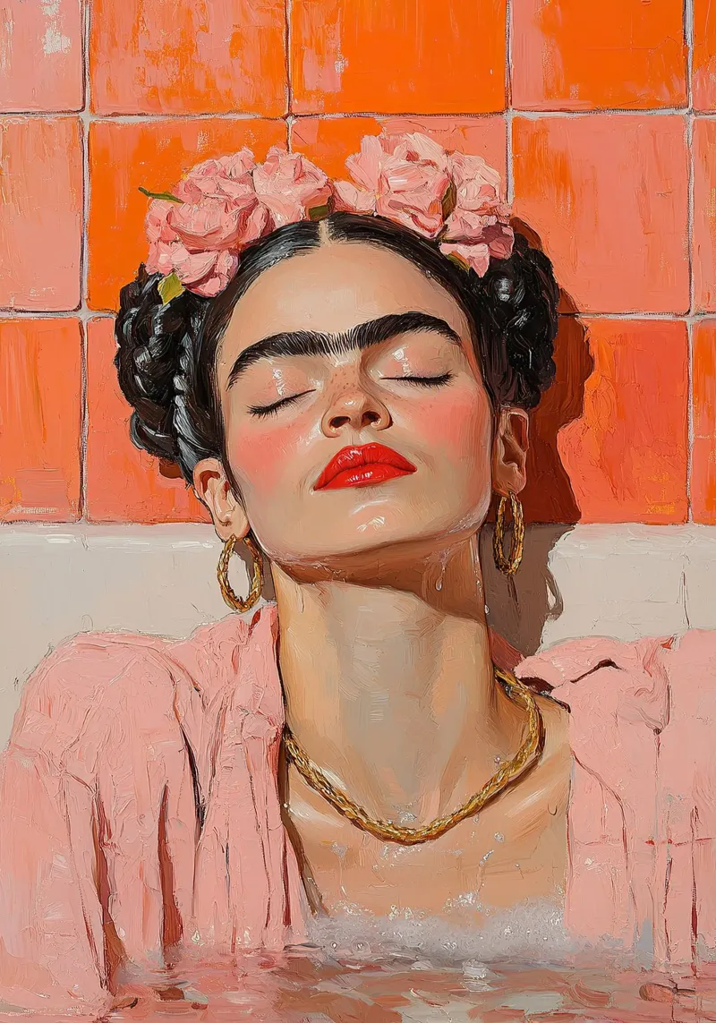 Frida Kahlo - L'abbraccio del fuoco pellicola backlit da Fantasias Florales