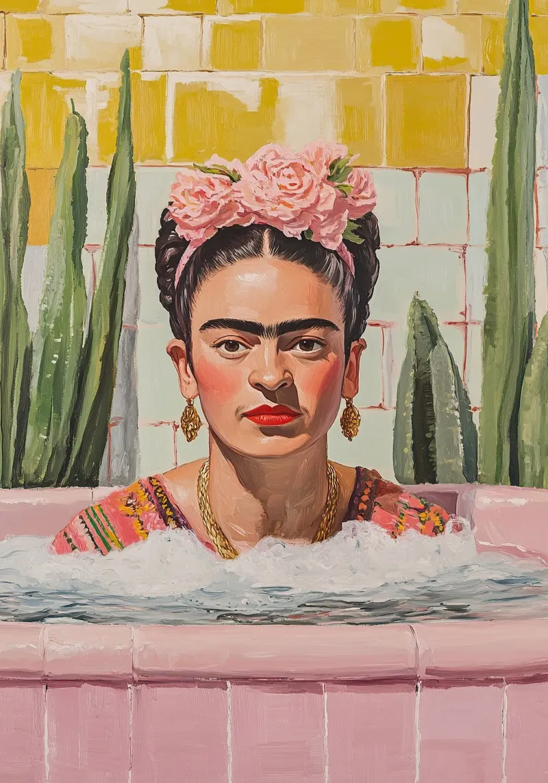Frida Kahlo - De geleefde herinnering canvas met Baklijst van Fantasias Florales