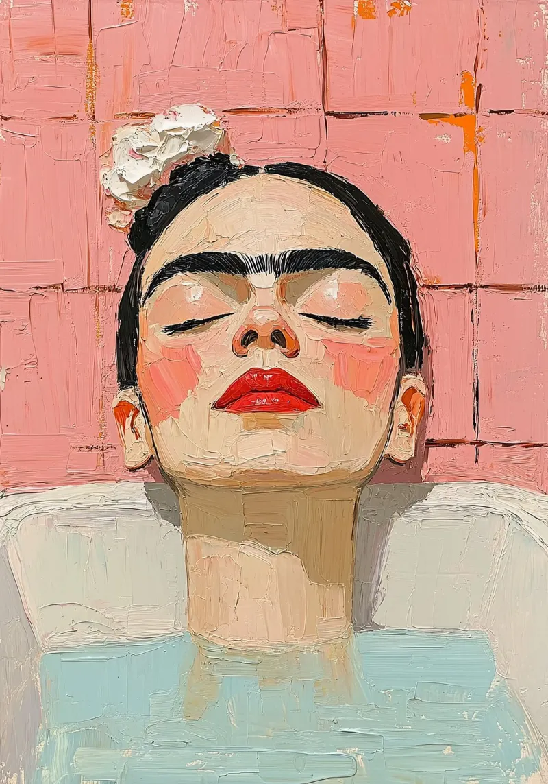 Frida Kahlo - The Echo of Silence canvas with Floater frame by Fantasias Florales