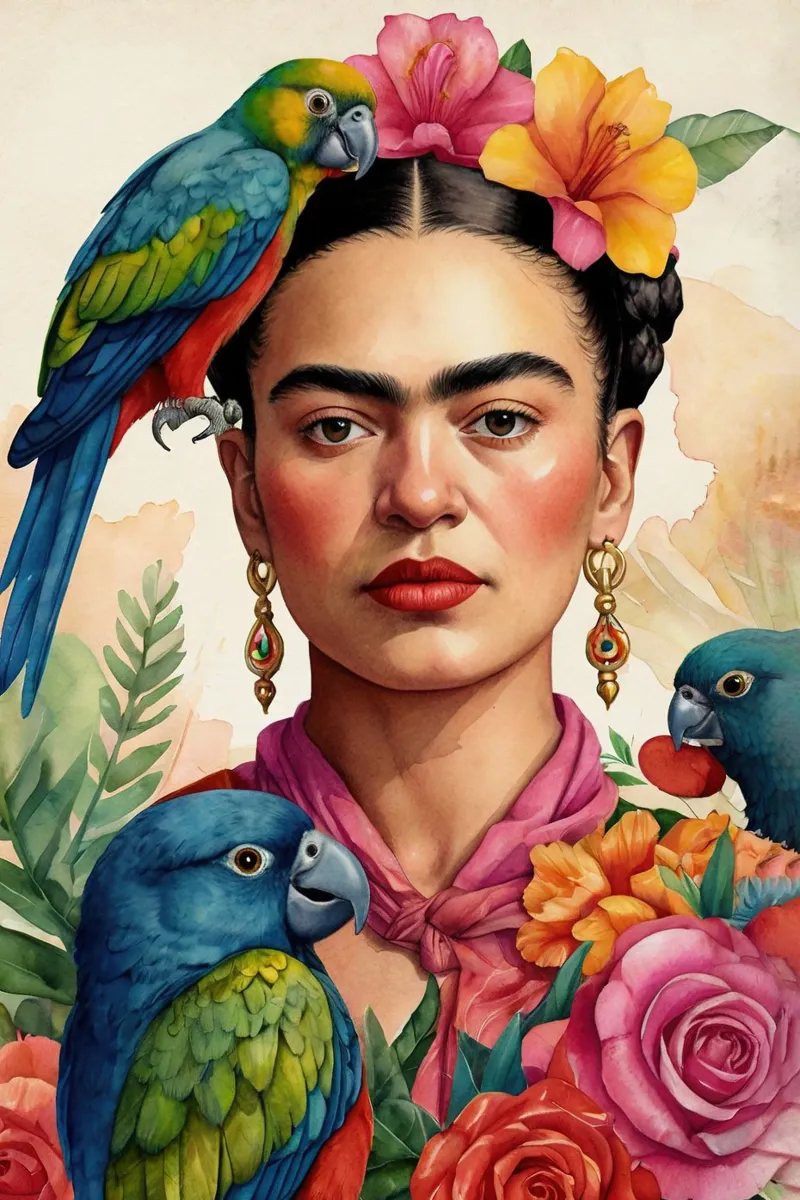 Frida Kalho in acquerello poster con telaio in plastica da 🎁 ARTVI-SHOP