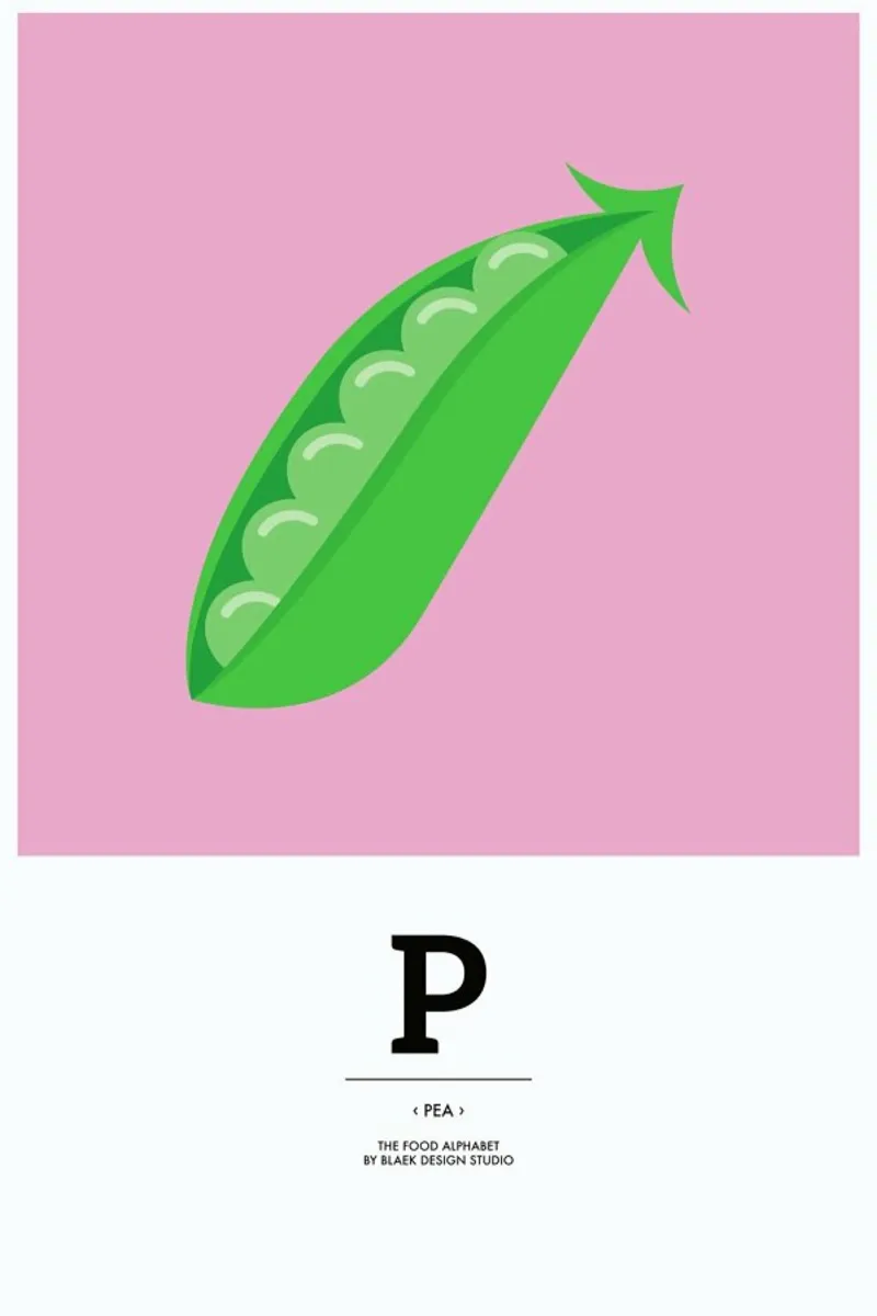 „The Food Alphabet“ - P like Pea pellicola backlit da BLAEK Design Studio
