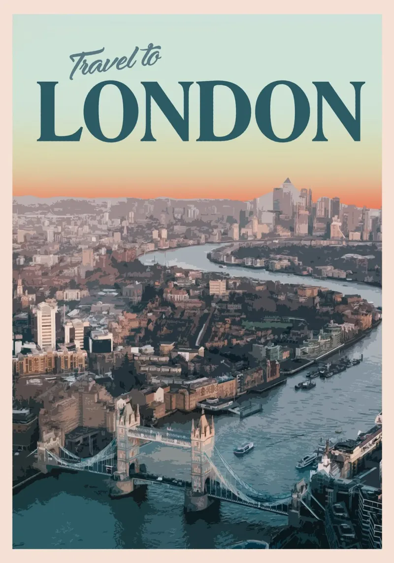 Viaggio a Londra poster con telaio in alluminio da Mercury Club
