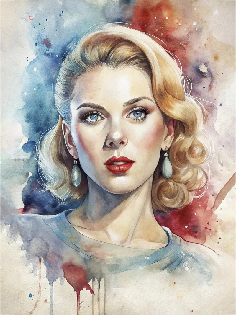 Scarlett Johansson in acquerello pellicola backlit da 🎁 ARTVI-SHOP
