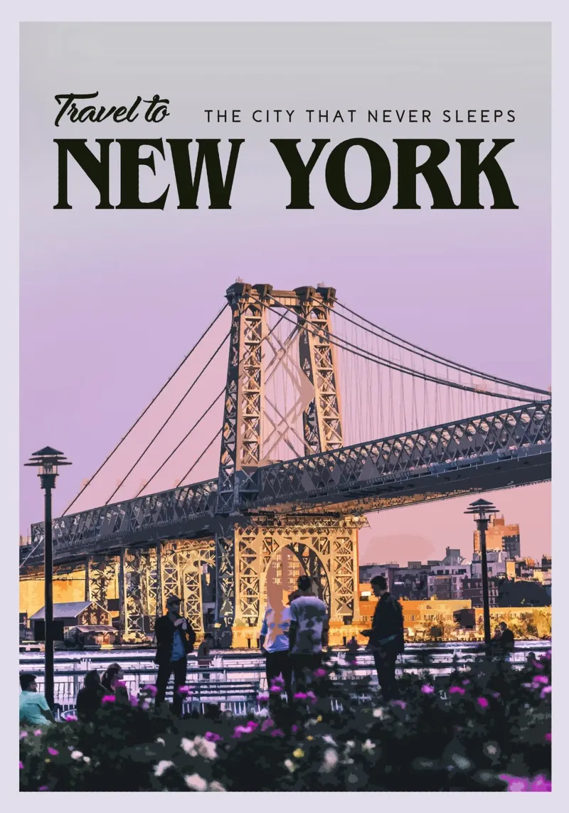 Viaggio a New York poster con telaio in alluminio da Mercury Club