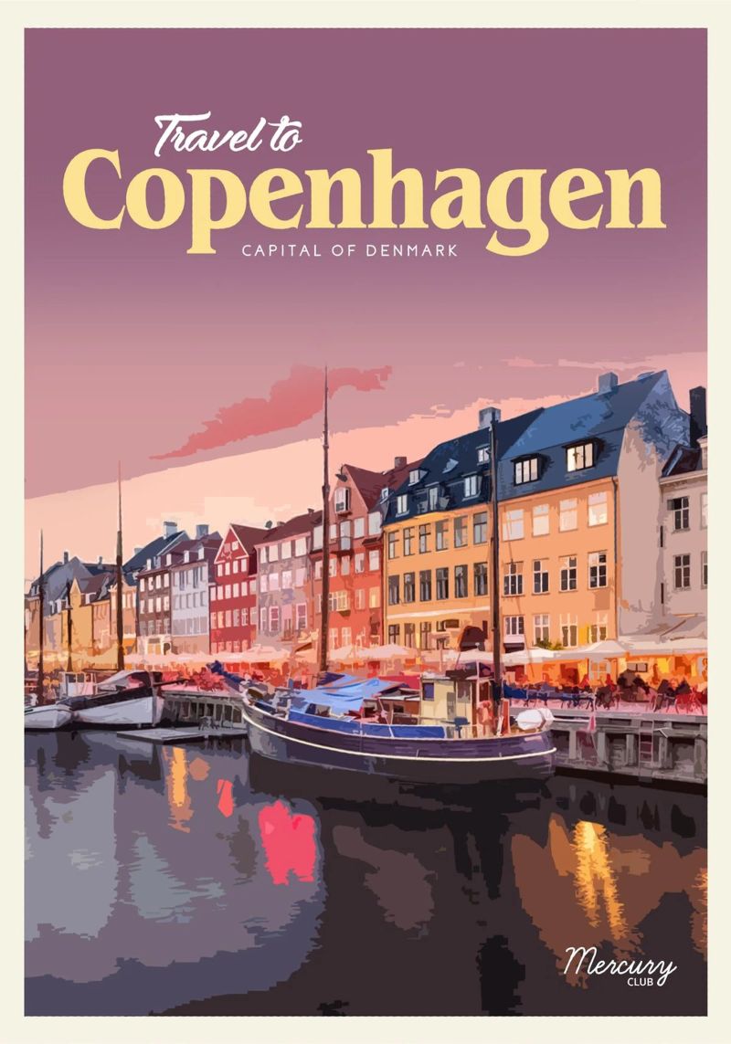 Travel to Copenhagen poster by Mercury Club