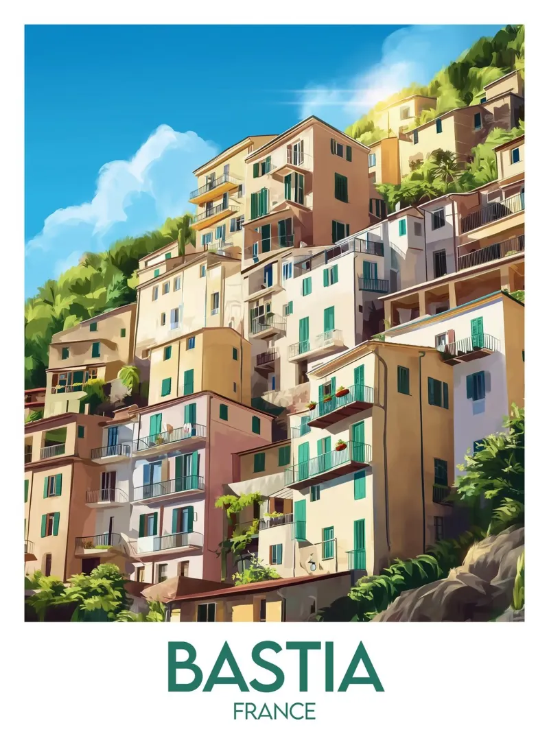 Affiche Bastia poster con telaio in legno da Frame the World