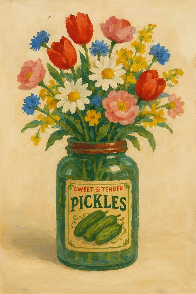 Pickle Flowers poster con telaio in plastica da Gypsy Galleria