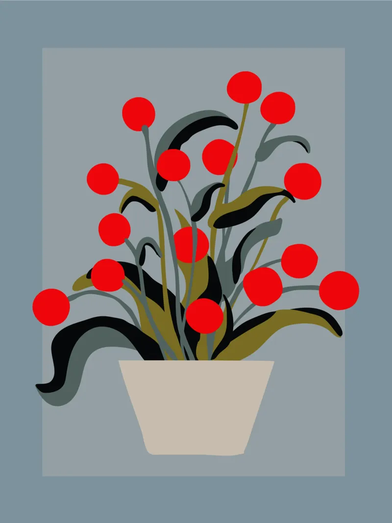 Bold Botanical Print – Modern Red Berries Wall Art pellicola backlit da Spunk