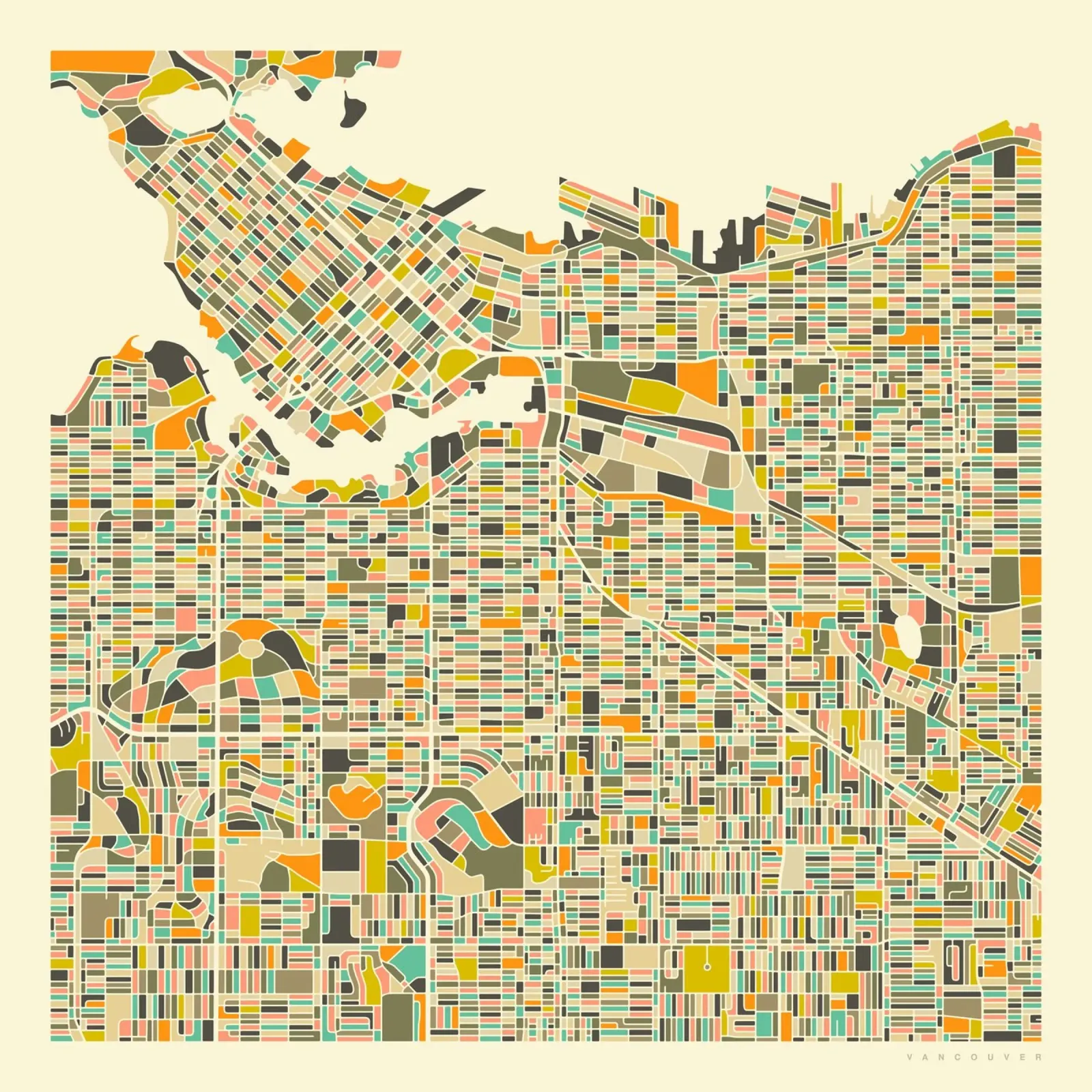 Vancouver Map poster da Jazzberry Blue