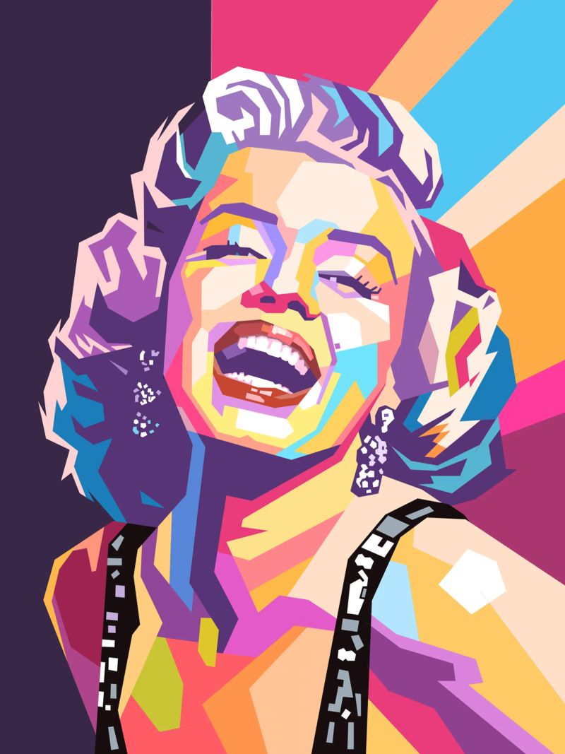 Marilyn Monroe, ritratto pop art colorato poster da Hantamrata