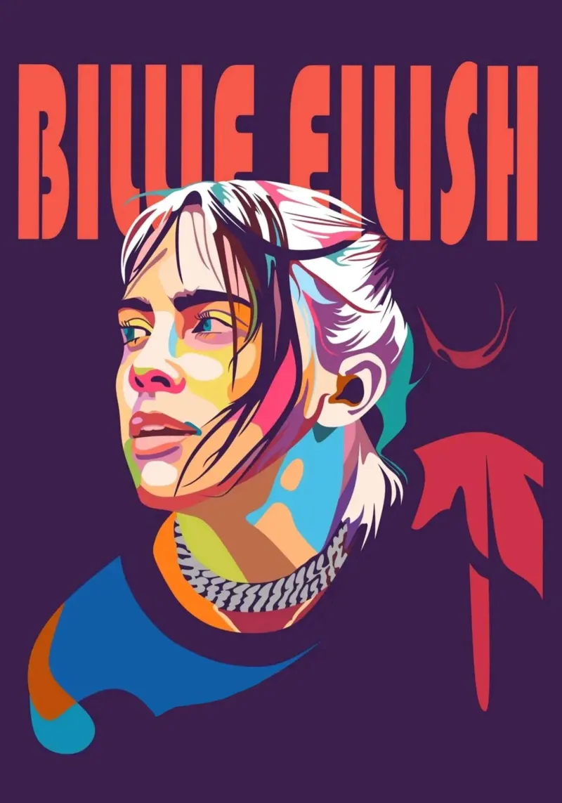 Billie Eilish pop art portrait forex plate by Hantamrata