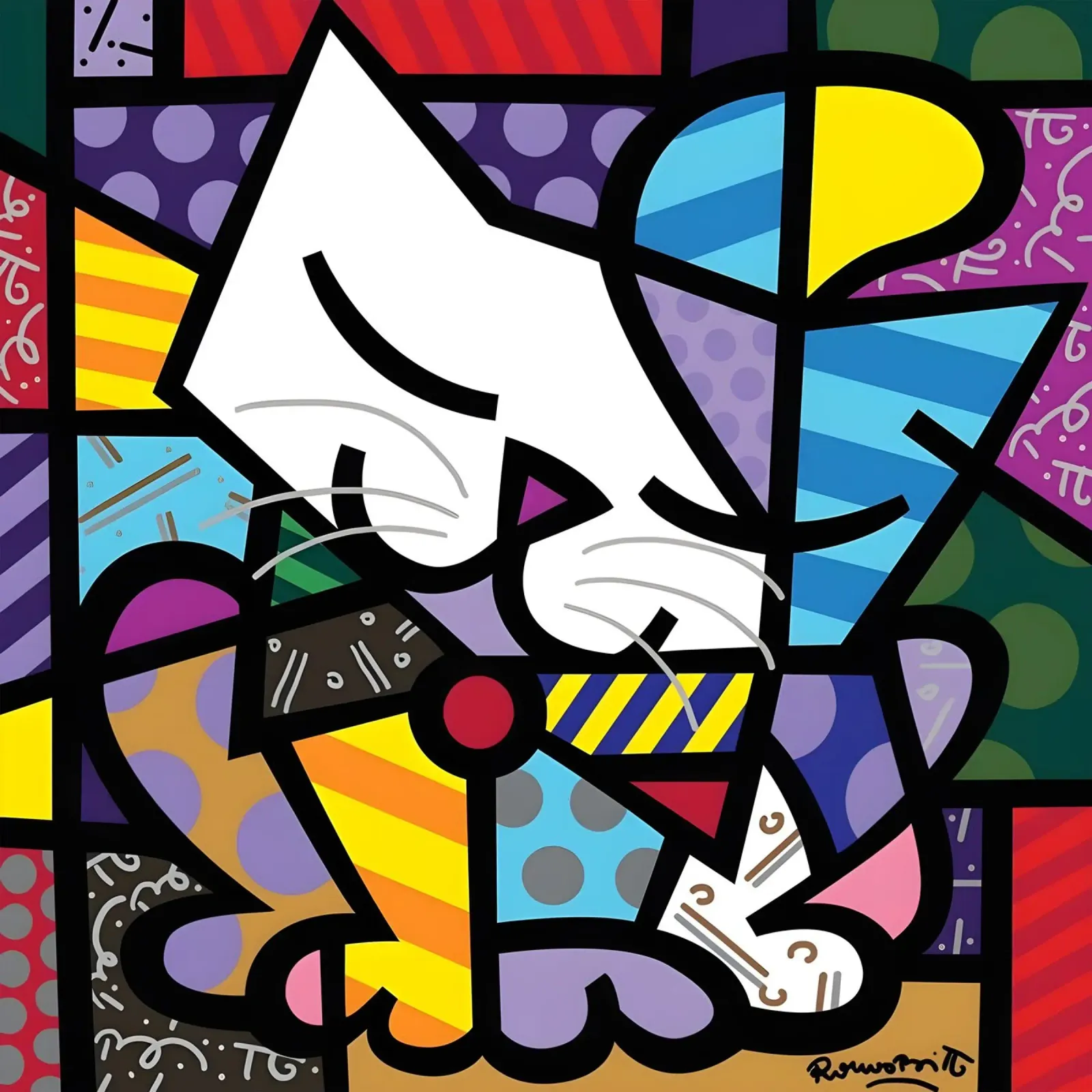 Il gatto Romero Britto tela con Cornice a cassetta da Perdana shop