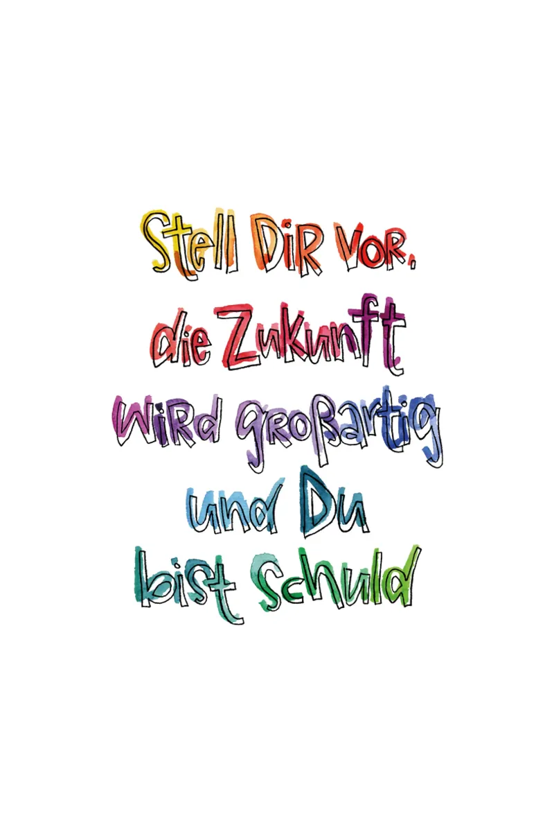 Zukunft Regenbogen poster avec cadre en bois de Brushmeetspaper