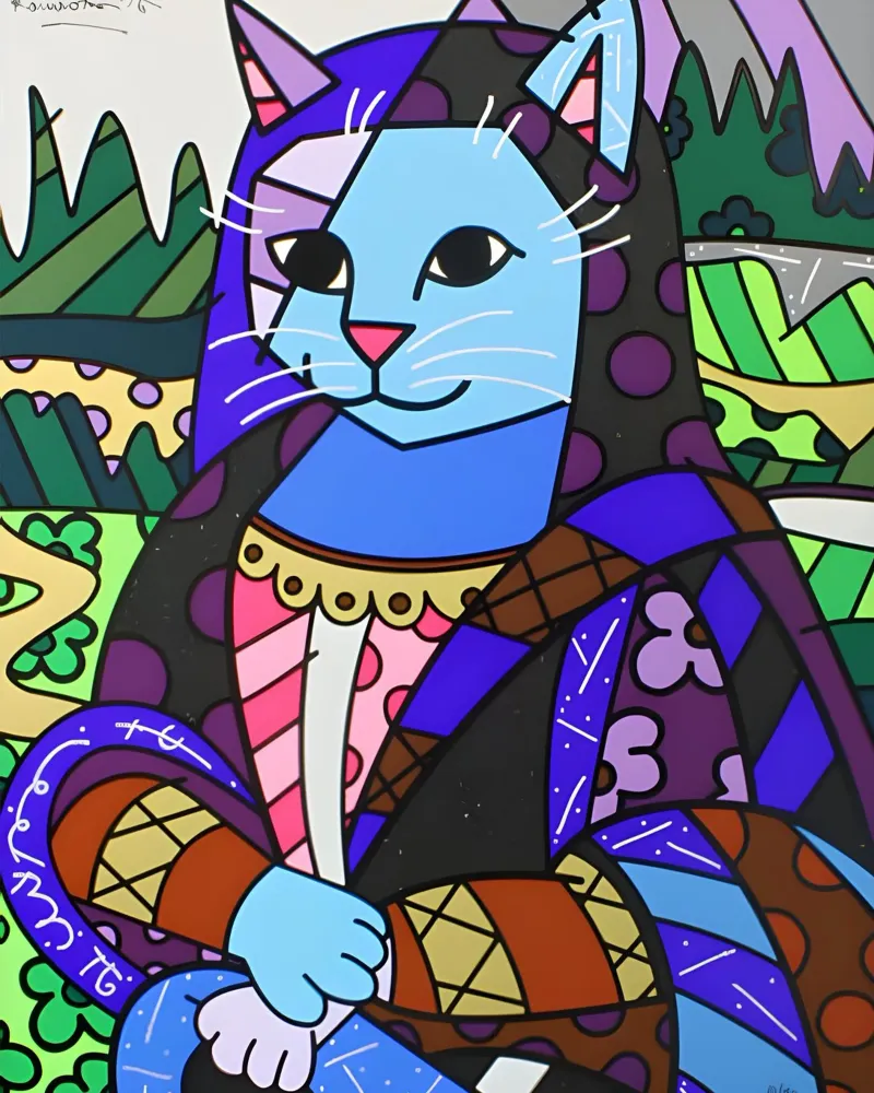Catmona ROmero Britto poster con telaio in alluminio da Perdana shop