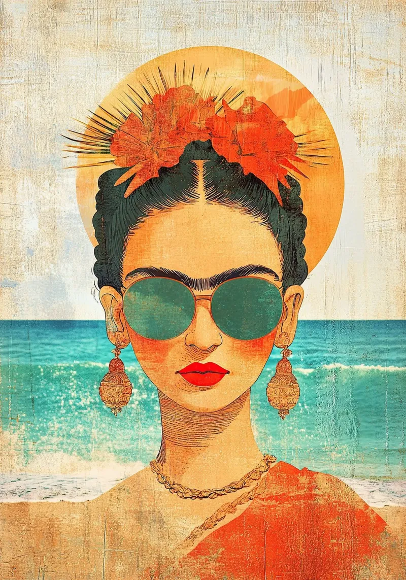 Frida Kahlo - Il viaggio verso l'amore per se stessi tela con Cornice a cassetta da Fantasias Florales