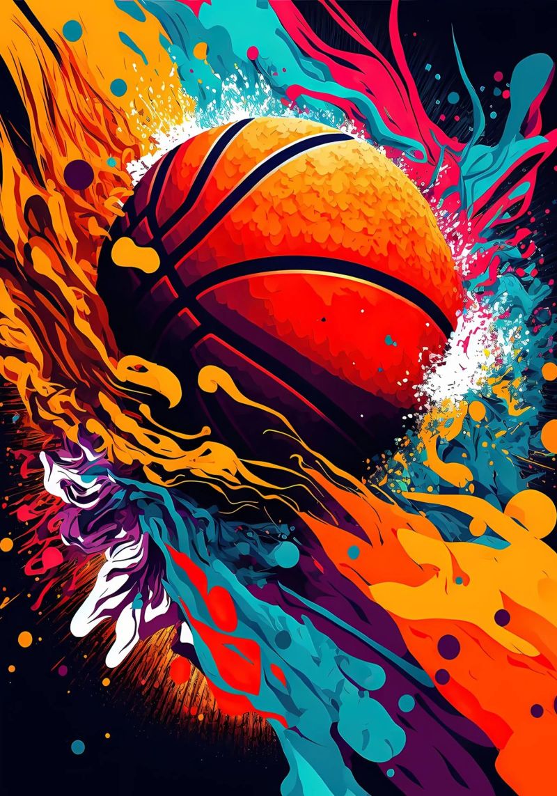 basket-ball avec éclaboussures poster de Adriano