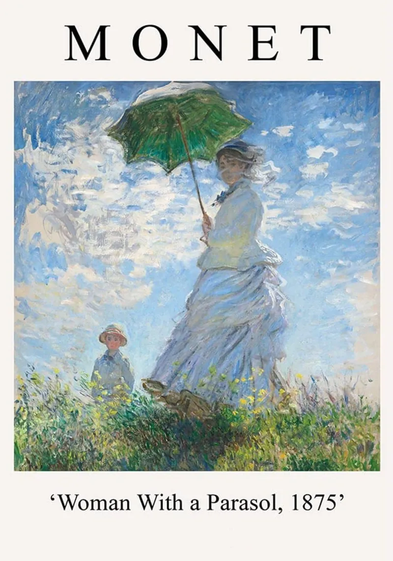 Claude Monet - Woman with a Parasol, 1875 poster con telaio in alluminio da Trending Art Company