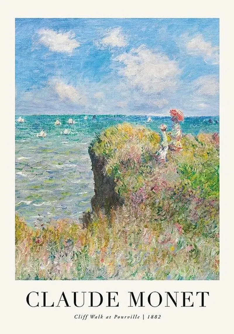 Claude Monet - Cliff Walk at Pourville | 1882 alluminio dibond da Trending Art Company