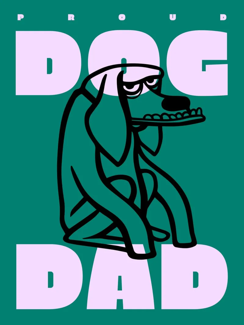 Orgoglioso papà di un cane poster con telaio in legno da Bureau Purpur