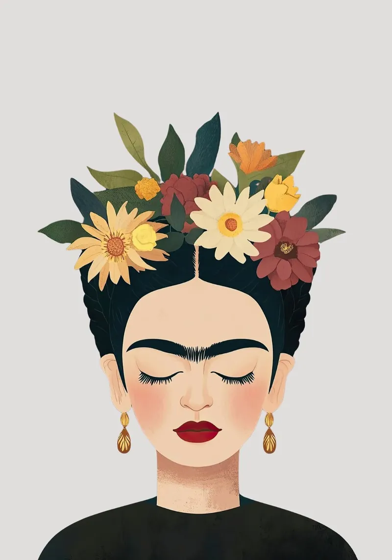 Frida Kahlo - Accept your journey canvas with Floater frame by Fantasias Florales