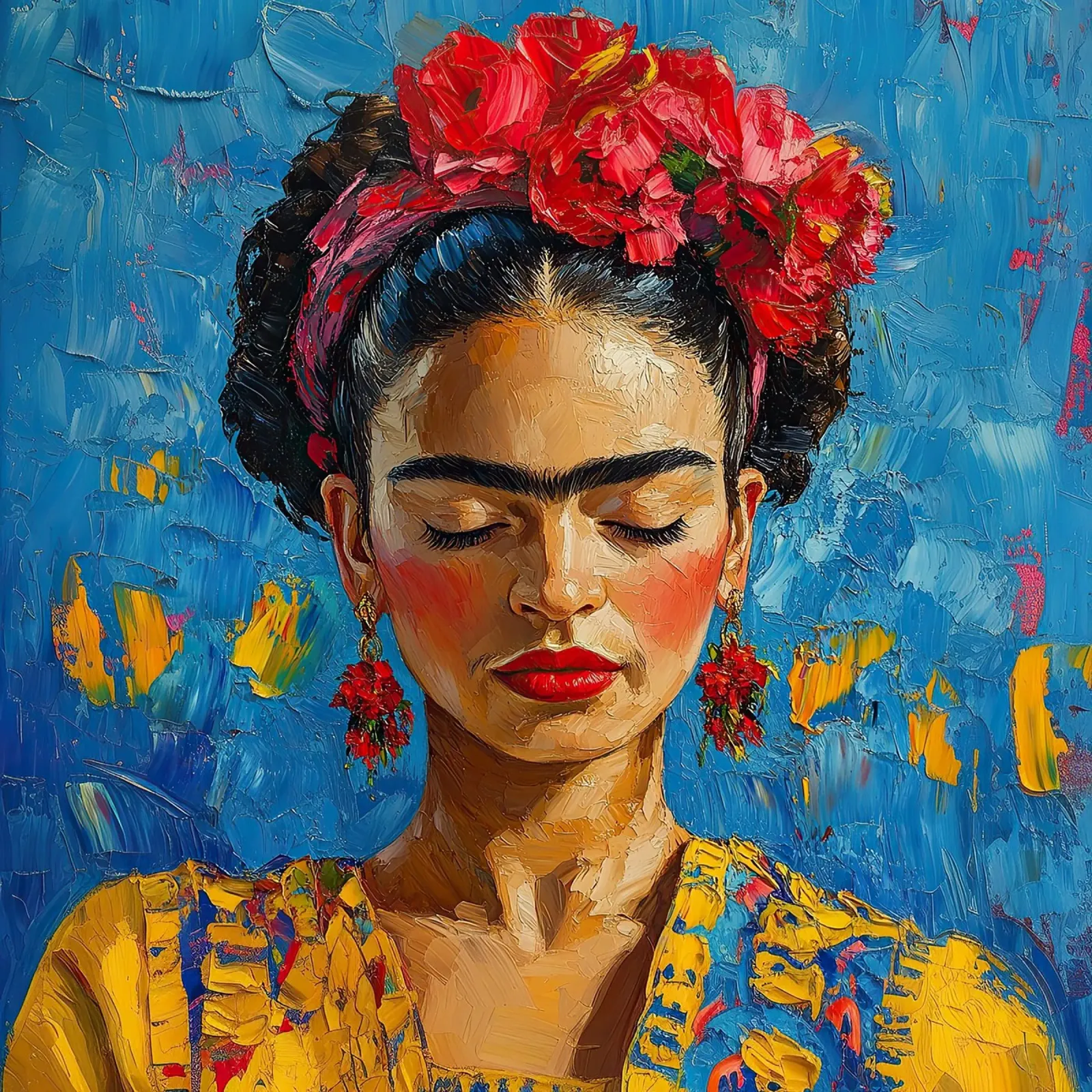 Frida Kahlo - Vertraue deiner Intuition Leinwand mit Schattenfugenrahmen von Fantasias Florales