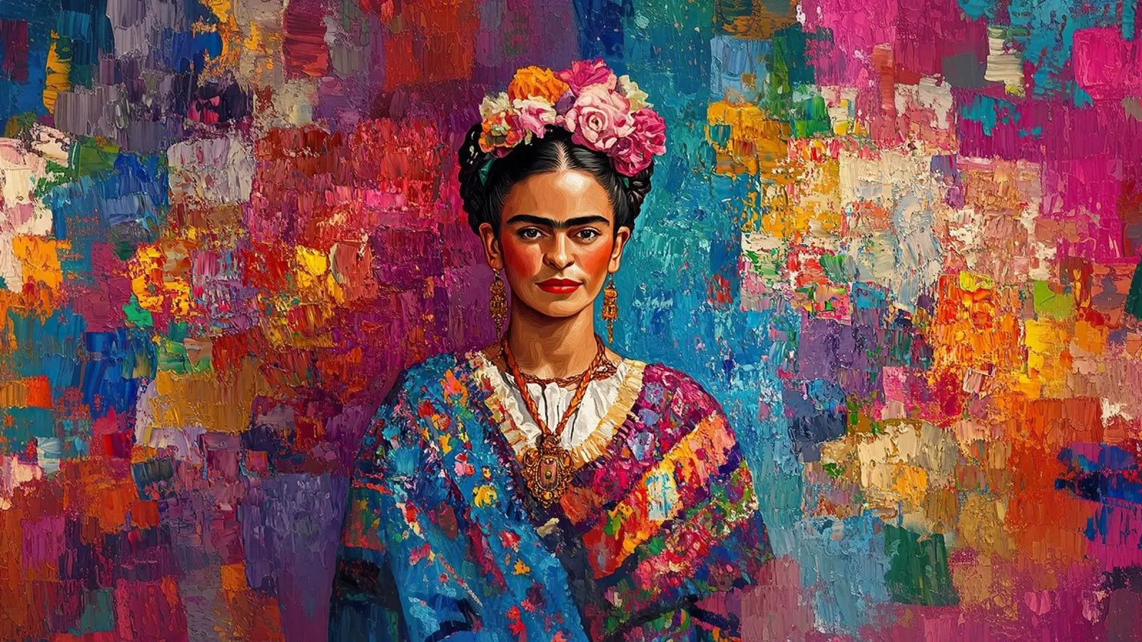 Frida Kahlo - Create your happiness canvas with Floater frame by Fantasias Florales