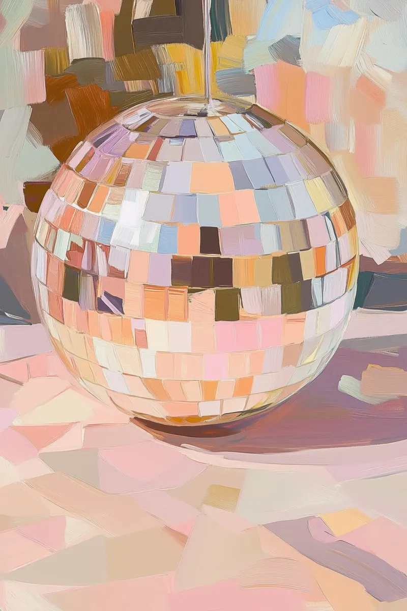 Arte astratta pastello della palla da discoteca pannello forex da Melloi Art Print