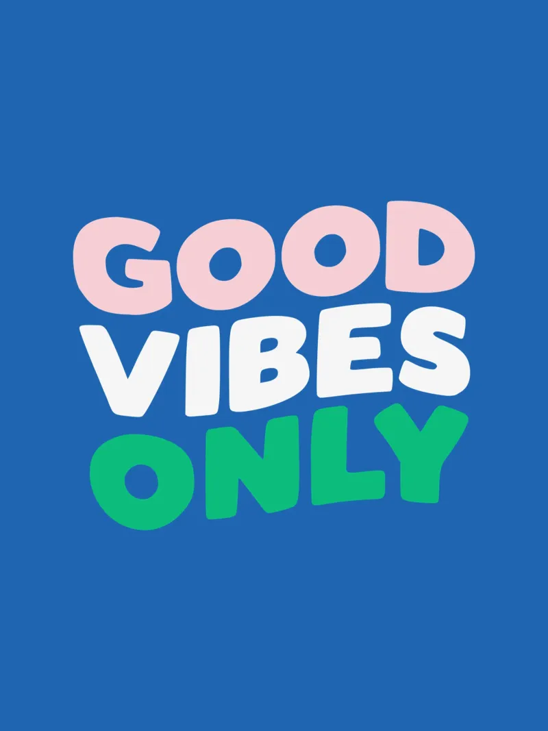 Good Vibes Only Roze Groen Blauw en Wit Typografie Print canvas van THE MOTIVATED TYPE