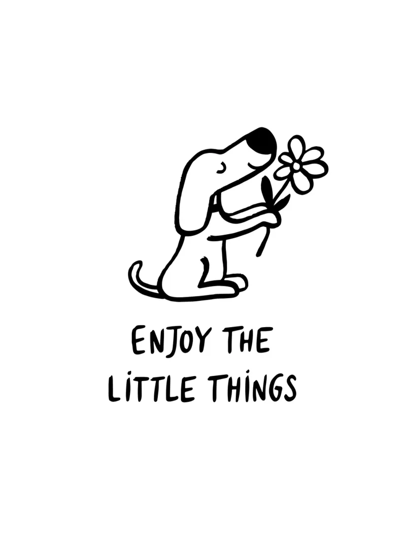 Süßer Hund mit Blume Mindfulness Typographie carta hahnemühle da Kathrin Woo Design