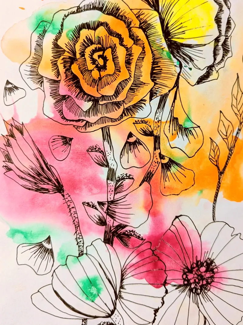 Watercolor Ink Flowers 2 carta hahnemühle da sum2proveDesign