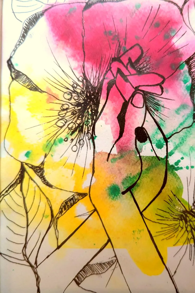 Watercolor Ink Flowers 3 carta hahnemühle da sum2proveDesign