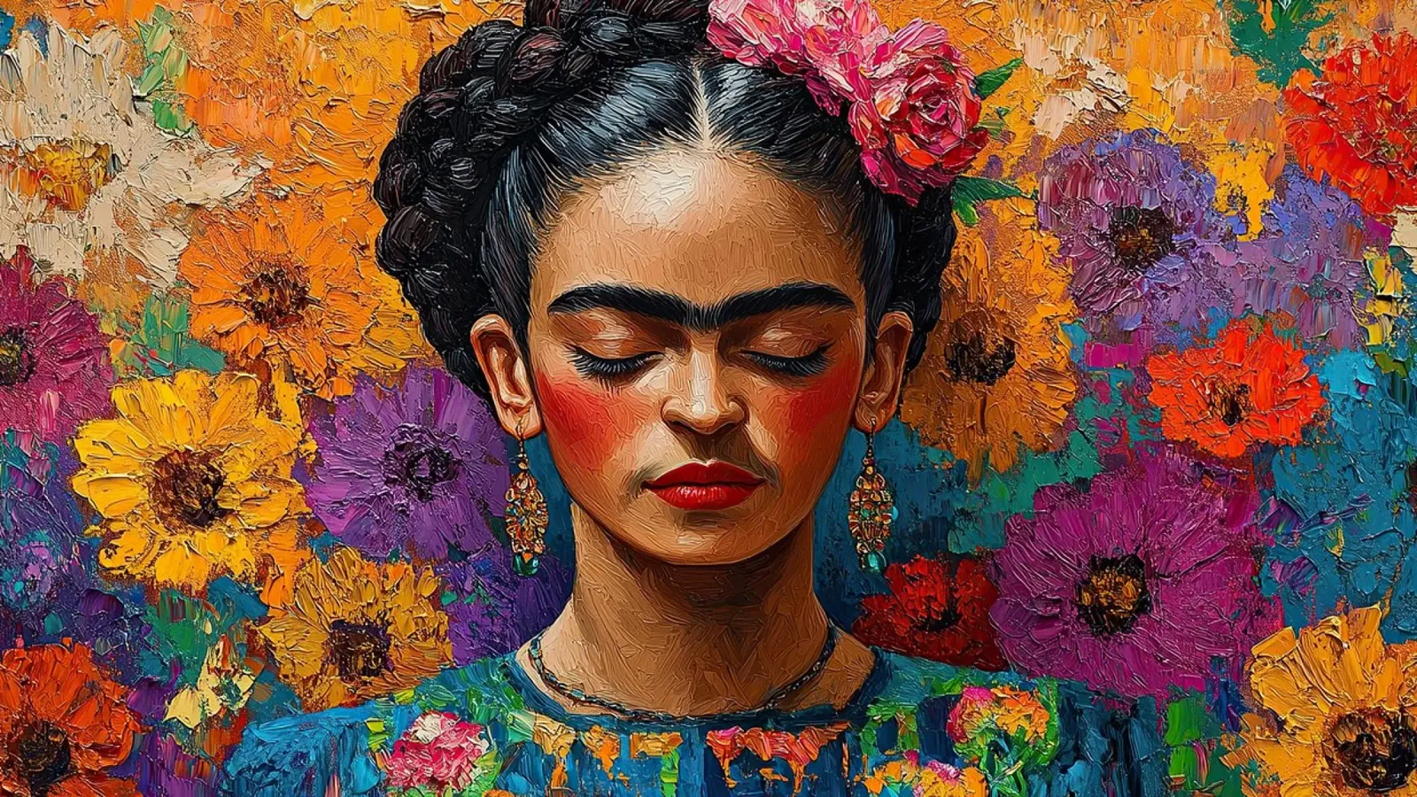 Frida Kahlo - Acceptance of the Now canvas with Floater frame by Fantasias Florales