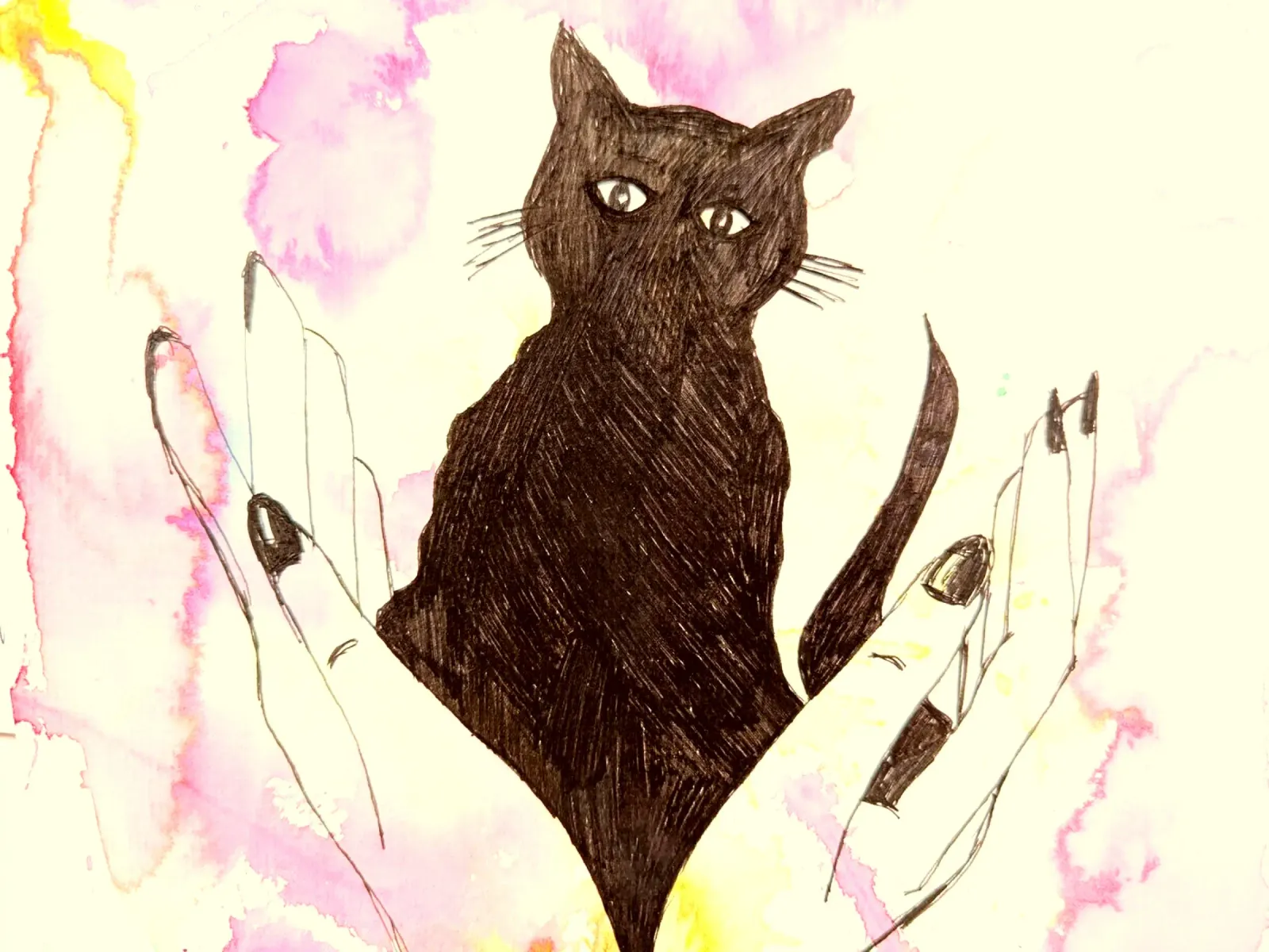 Watercolor Ink Cat 1 poster con telaio in legno da sum2proveDesign