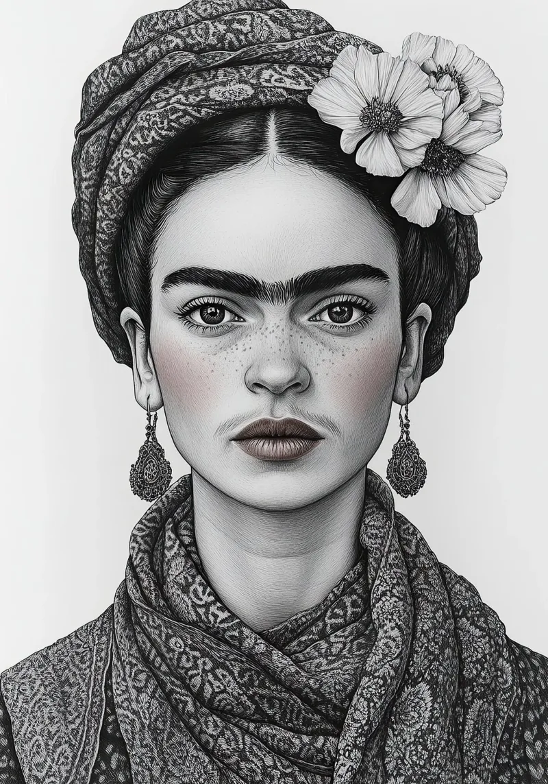 Frida Kahlo - Unfolded through growth canvas with Floater frame by Fantasias Florales