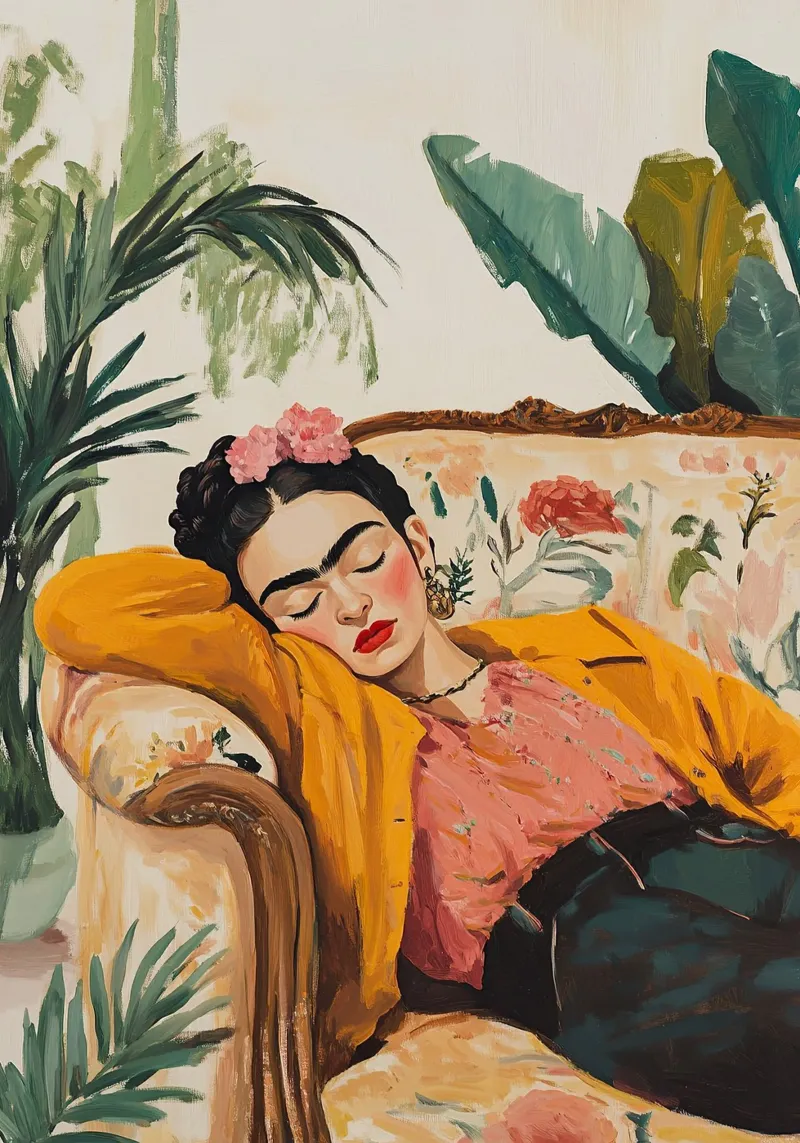 Frida Kahlo - Relax alluminio dibond da Fantasias Florales