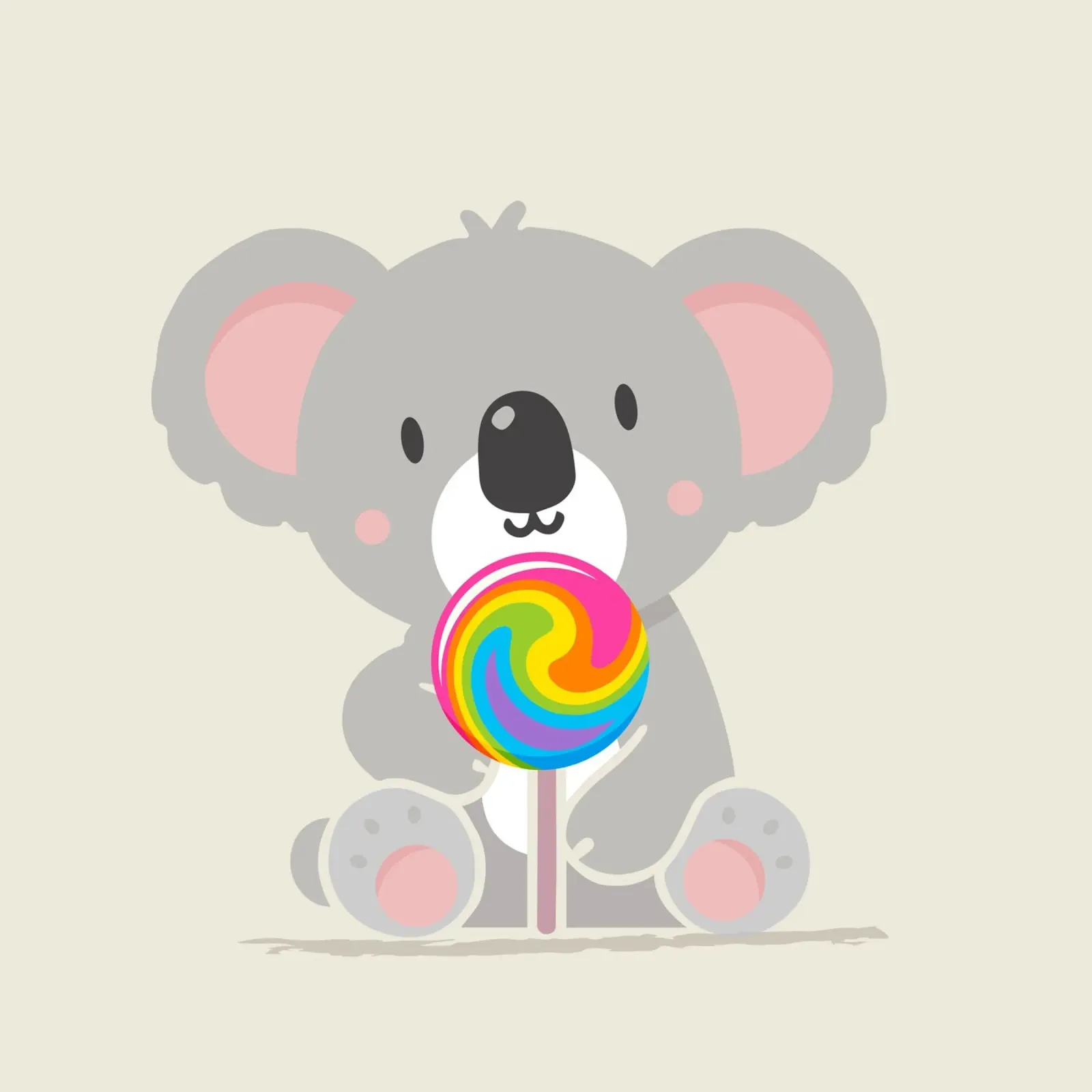 Piccolo koala allegro con un lecca-lecca colorato poster da namosh