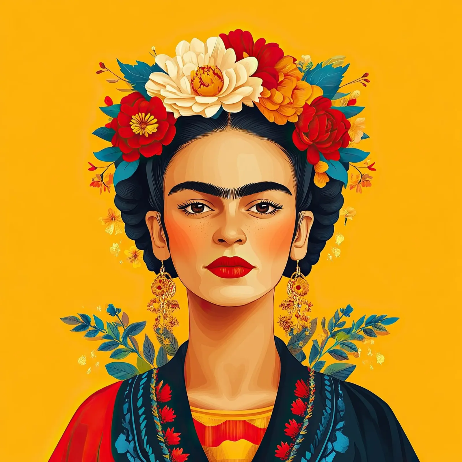 Frida Kahlo - The art of acceptance poster by Fantasias Florales