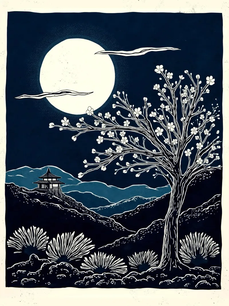 Moon Over Kyoto pellicola backlit da Indigo Rain